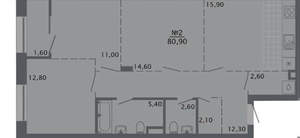 3-к квартира, строящийся дом, 81м2, 3/8 этаж
