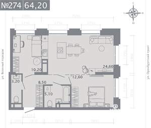 2-к квартира, вторичка, 64м2, 11/25 этаж