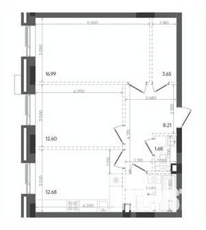 2-к квартира, вторичка, 60м2, 21/22 этаж