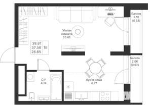 1-к квартира, вторичка, 39м2, 11/24 этаж