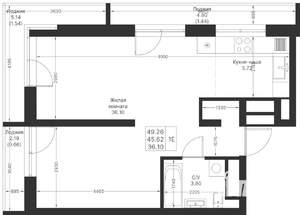 1-к квартира, вторичка, 49м2, 11/24 этаж