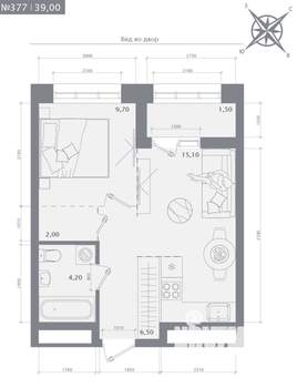 1-к квартира, строящийся дом, 39м2, 2/23 этаж