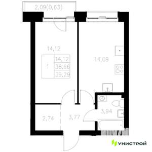 1-к квартира, вторичка, 39м2, 7/8 этаж