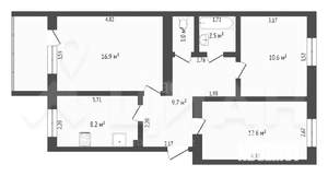 3-к квартира, вторичка, 63м2, 7/9 этаж