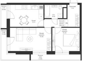 2-к квартира, вторичка, 53м2, 16/24 этаж