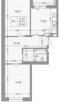 2-к квартира, вторичка, 63м2, 8/17 этаж