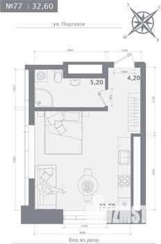 Студия квартира, строящийся дом, 33м2, 13/23 этаж