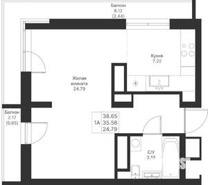 1-к квартира, вторичка, 39м2, 14/24 этаж