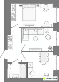 2-к квартира, вторичка, 44м2, 4/10 этаж