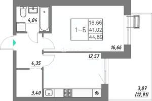 1-к квартира, строящийся дом, 41м2, 4/9 этаж