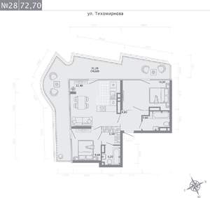 2-к квартира, строящийся дом, 73м2, 5/5 этаж