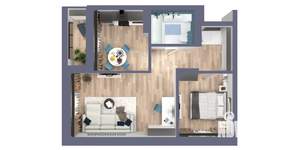 2-к квартира, вторичка, 48м2, 13/22 этаж