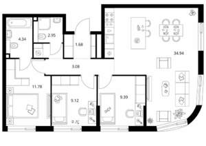 3-к квартира, вторичка, 82м2, 22/24 этаж