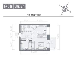1-к квартира, строящийся дом, 39м2, 8/9 этаж
