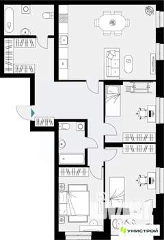 3-к квартира, вторичка, 107м2, 13/18 этаж