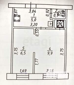 1-к квартира, вторичка, 23м2, 5/5 этаж