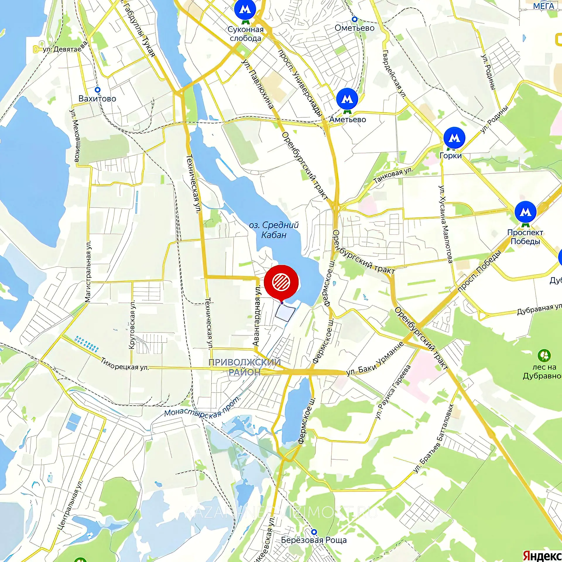 Расположение и маршрут на карте от ЖК Аквамарин до центра города