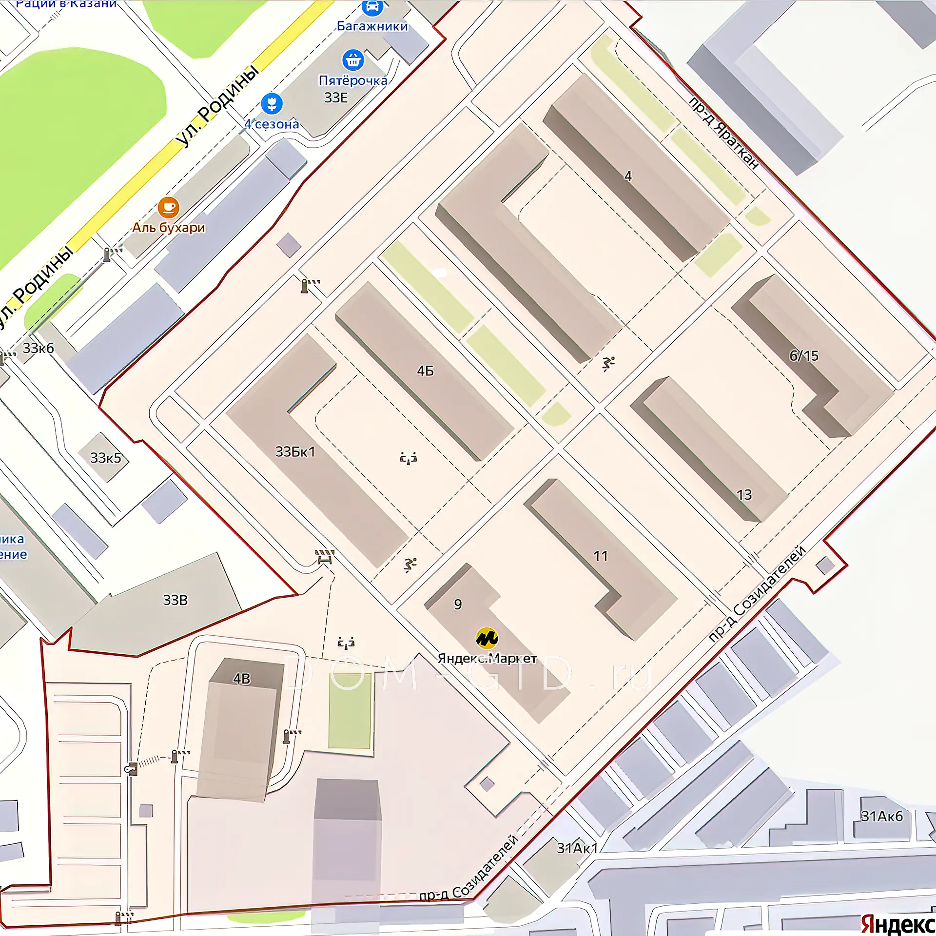 План расположения домов ЖК Город-парк Новые Горки на карте