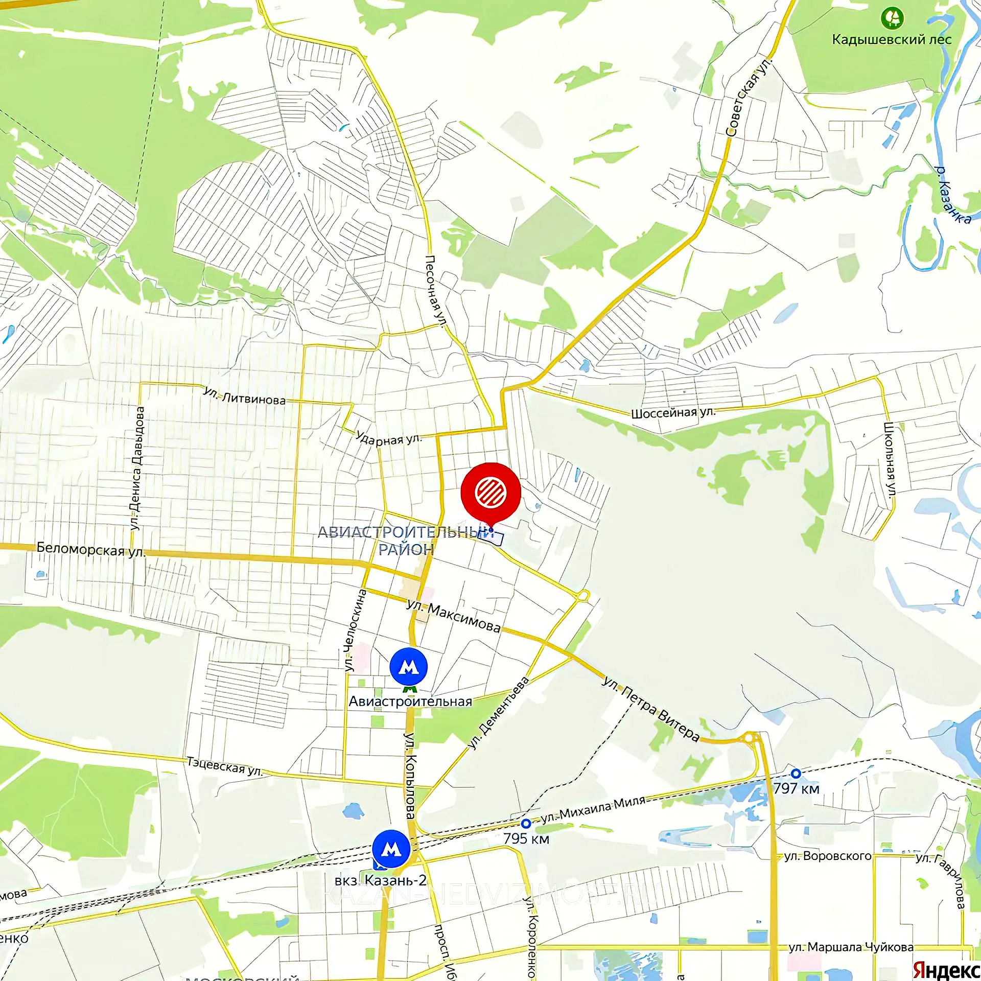 Расположение и маршрут на карте от ЖК Красное яблоко до центра города