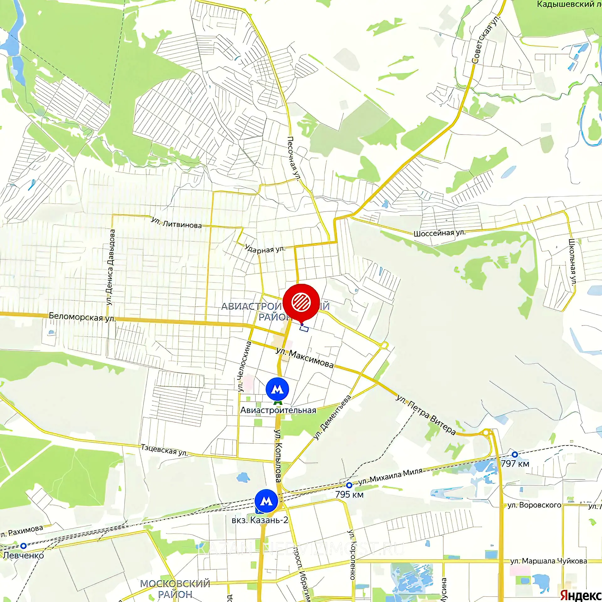 Расположение и маршрут на карте от ЖК Сокол до центра города