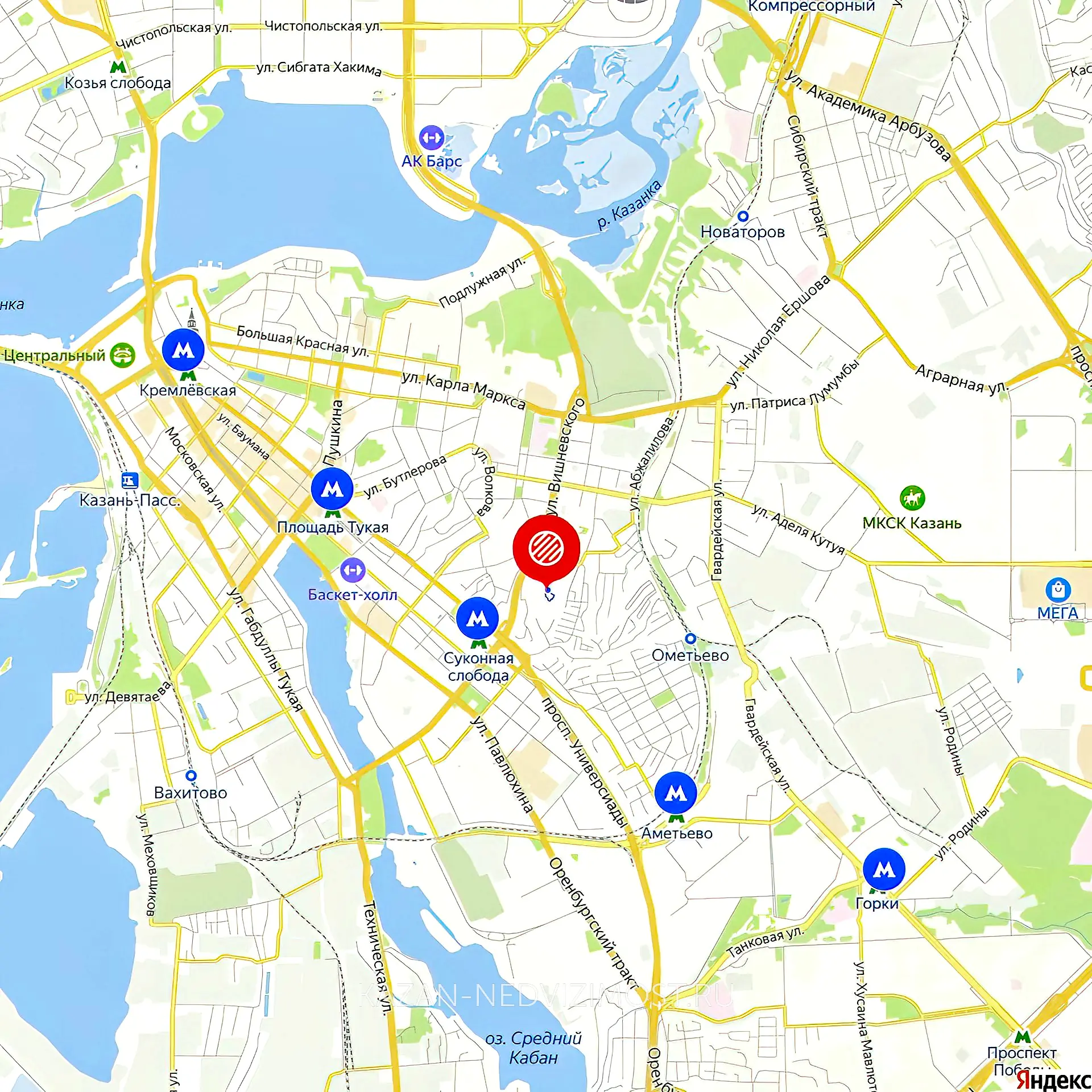 Расположение и маршрут на карте от ЖК ул. Заслонова, 38-42 до центра города